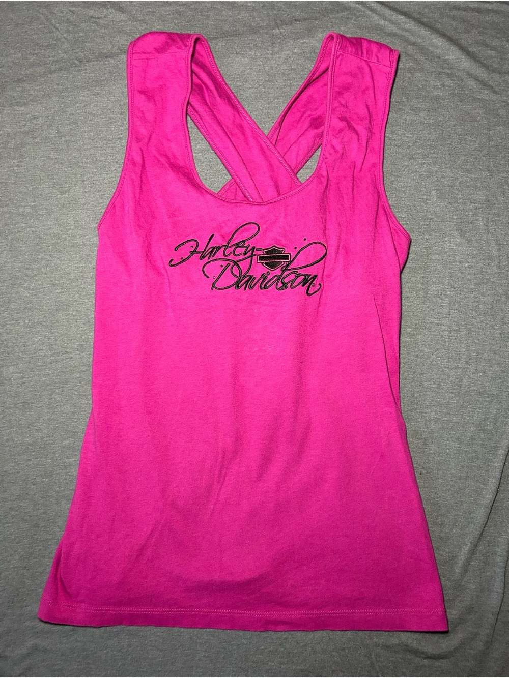 Harley-Davidson Hot Pink Racerback Tank with Script Logo